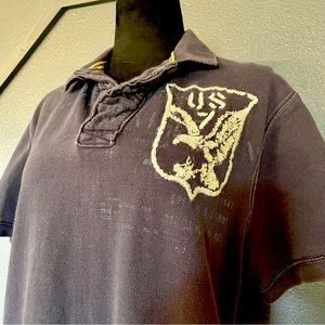 American eagle outfitters Men’s M embroidered button down collar polo patriotic